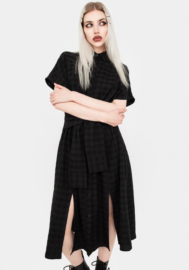 Disturbia Hattie Shirt Sleeve Tie Taille Shirt Robe | IOB-96767806