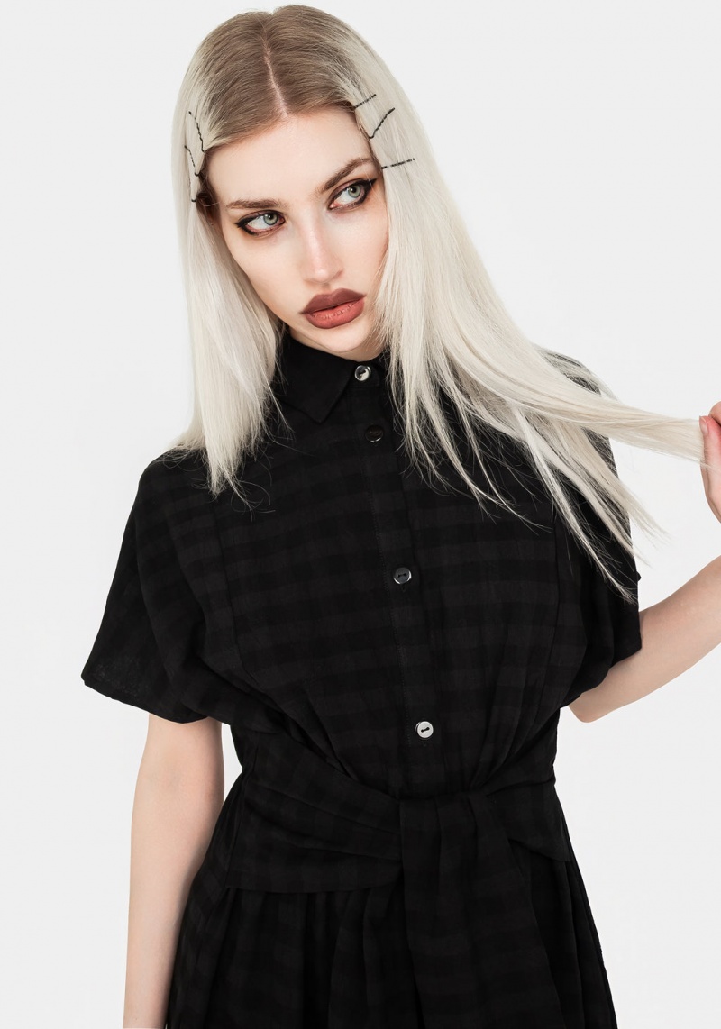 Disturbia Hattie Shirt Sleeve Tie Taille Shirt Robe | IOB-96767806