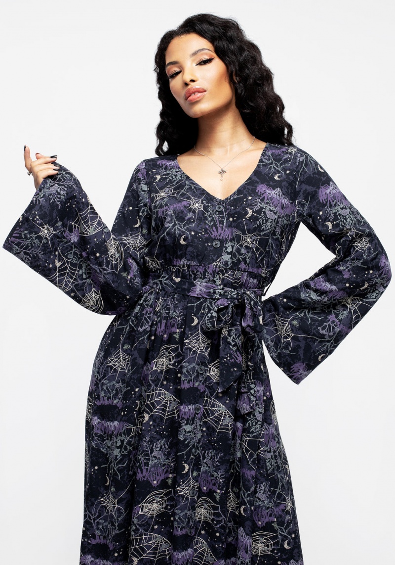 Disturbia Hawthorn Flute Sleeve Belted Midaxi Robe | PAG-45117607