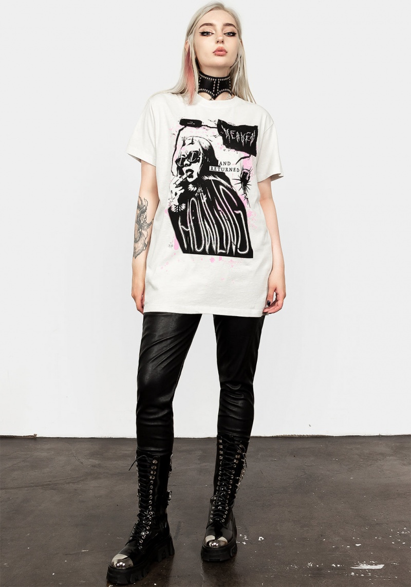 Disturbia Howling Vintage Off White Washed T-Shirt | HVM-73625985