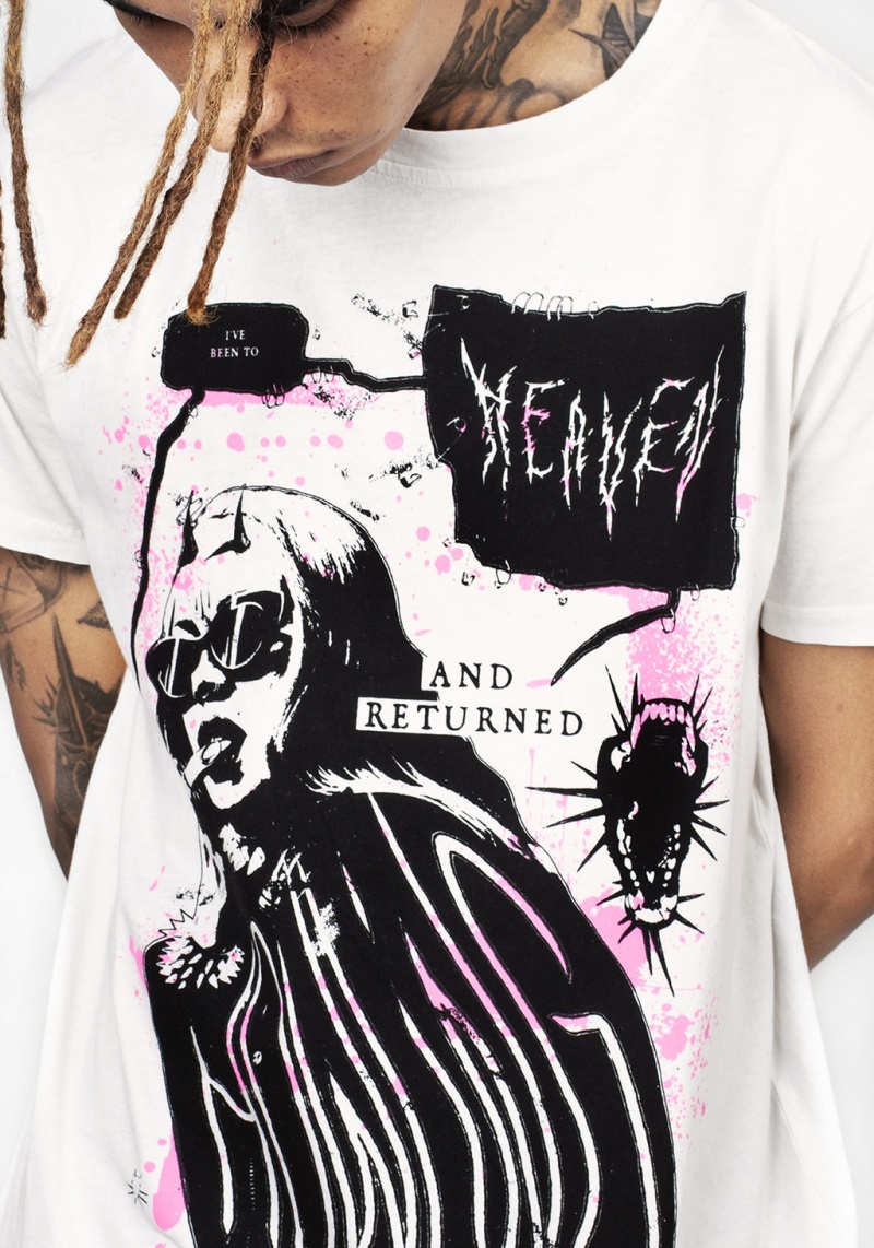 Disturbia Howling Vintage Off White Washed T-Shirt | HVM-73625985