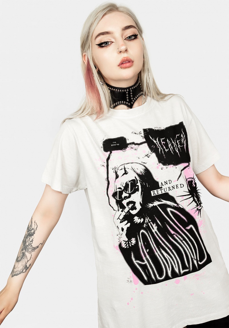 Disturbia Howling Vintage Off White Washed T-Shirt | HVM-73625985