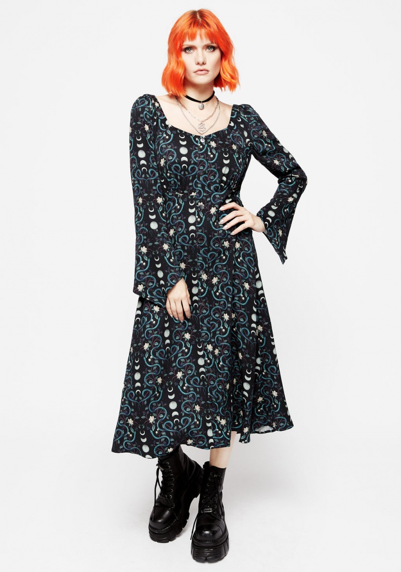 Disturbia Pythia Print Flute Sleeve Midi Robe | FNN-90246151