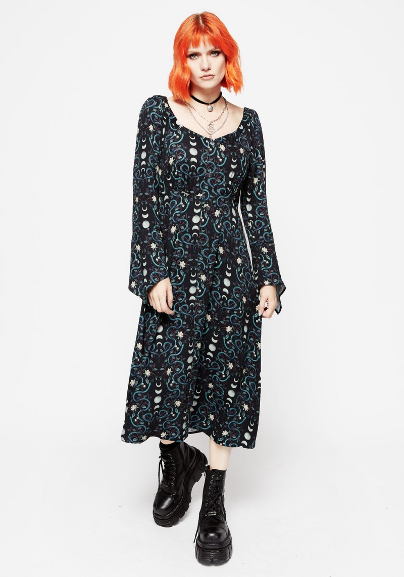 Disturbia Pythia Print Flute Sleeve Midi Robe | FNN-90246151