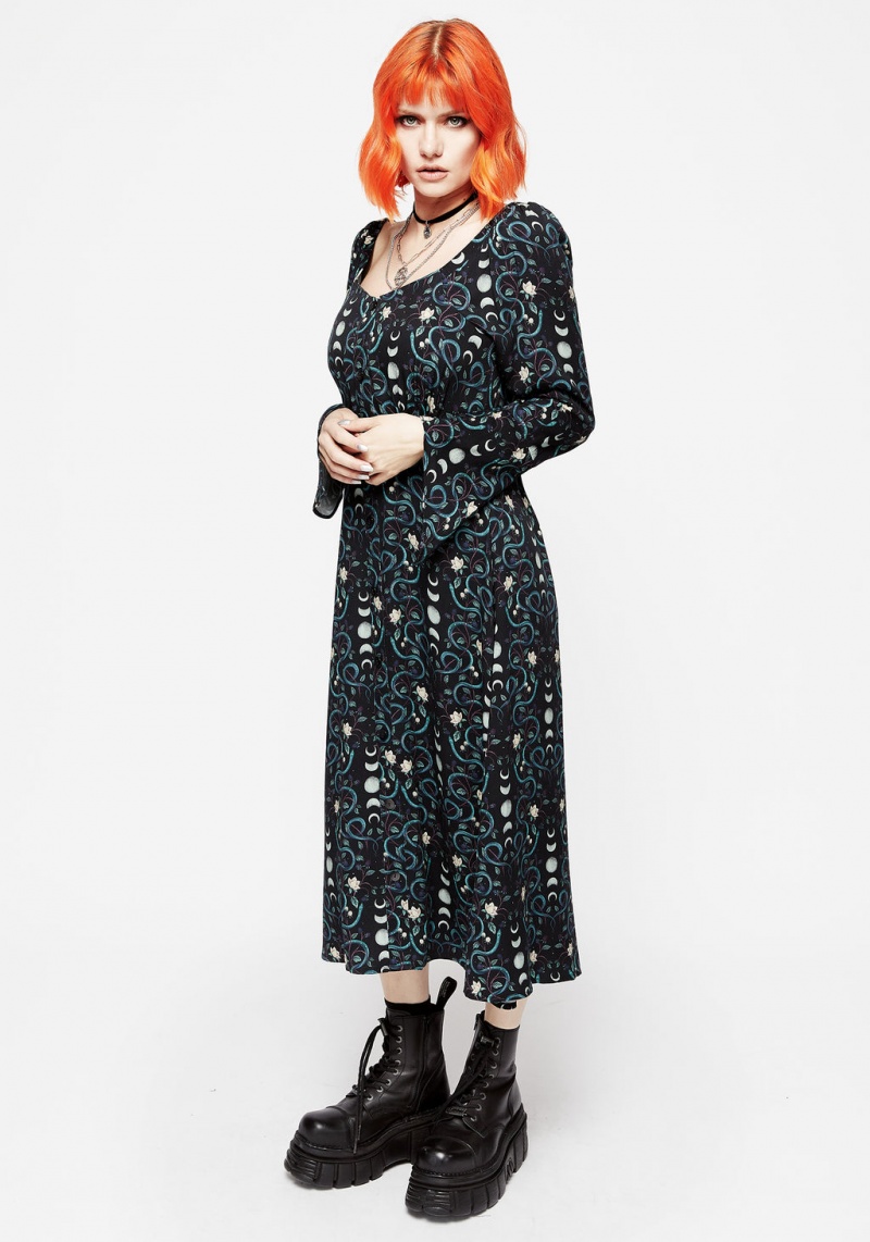 Disturbia Pythia Print Flute Sleeve Midi Robe | FNN-90246151