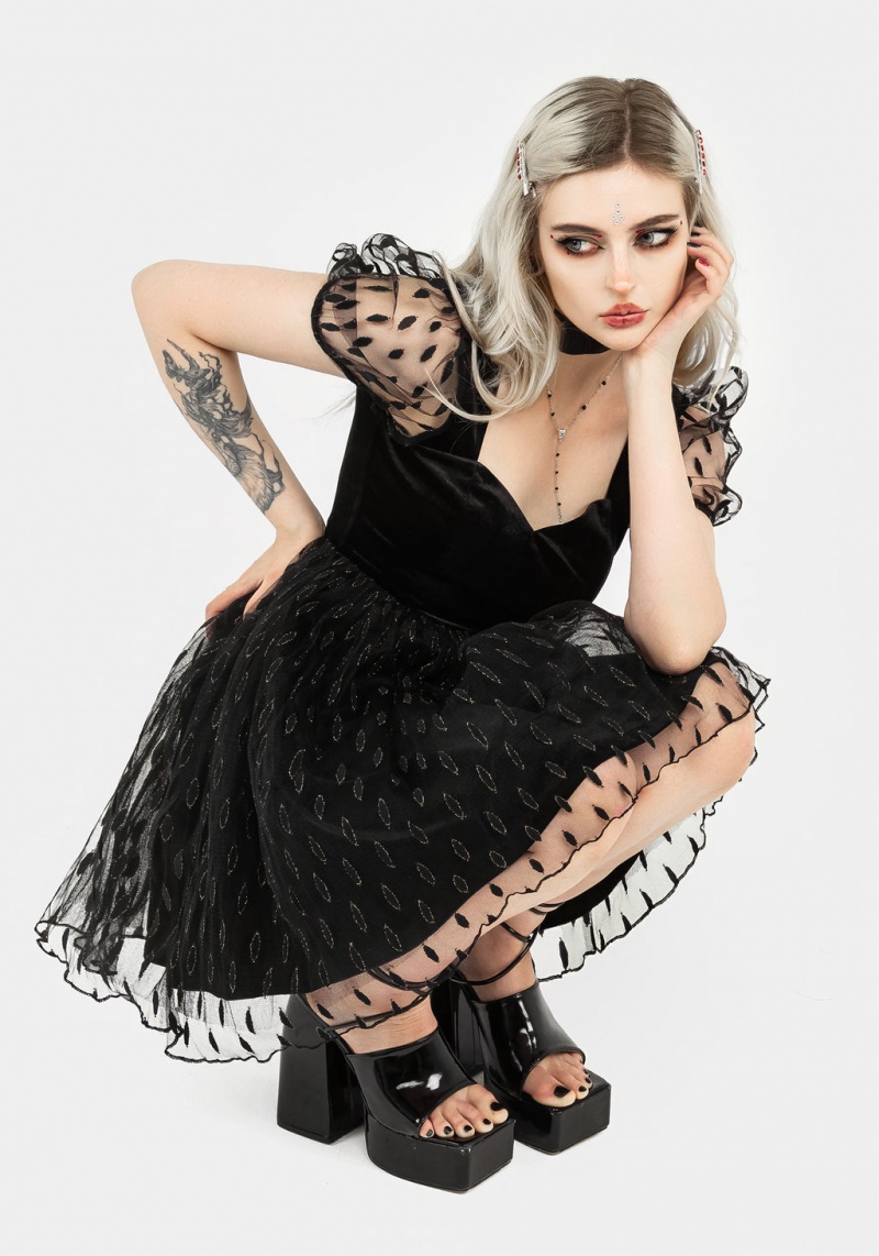 Disturbia Ellipse Embroidered Tulle Puff Mini Robe | NDL-85136838