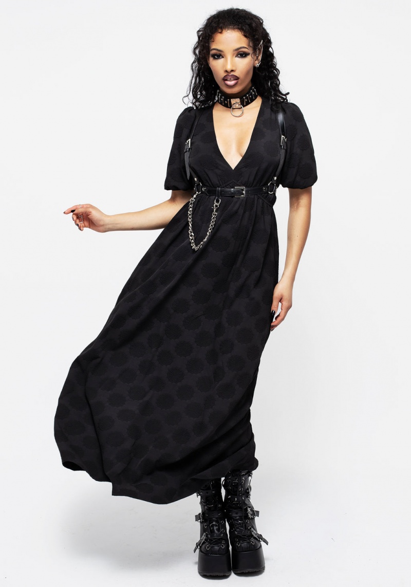 Disturbia Arachnida Bouffant Sleeve Maxi Robe | GOG-91587691