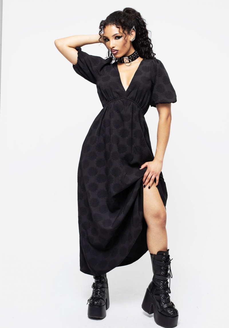 Disturbia Arachnida Bouffant Sleeve Maxi Robe | GOG-91587691