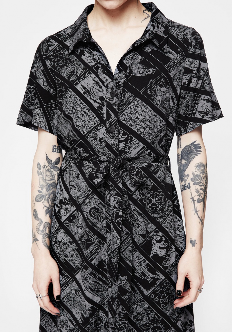 Disturbia Cartomancy Midi Shirt Robe | AHT-88366312