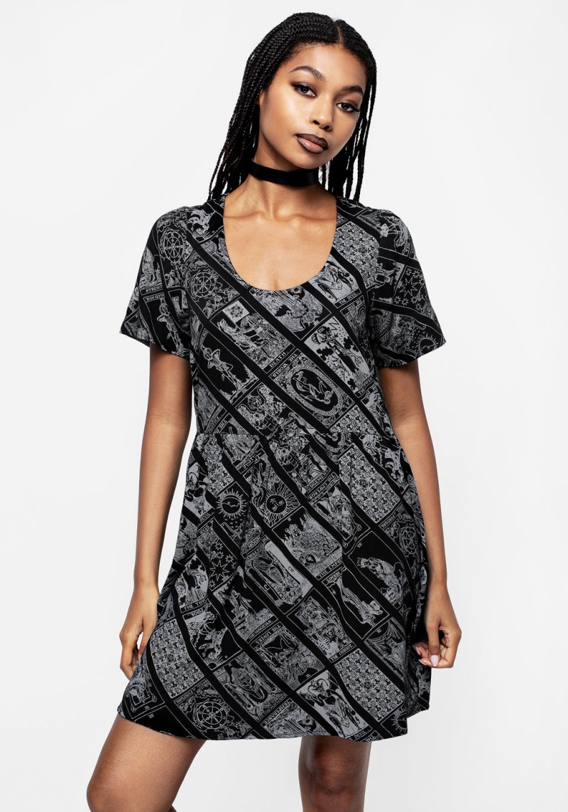 Disturbia Cartomancy Scoop Neck Mini Smock Robe | JFY-26151631