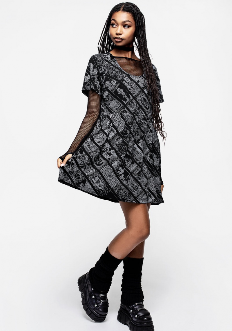 Disturbia Cartomancy Scoop Neck Mini Smock Robe | JFY-26151631