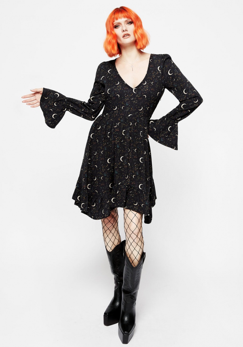 Disturbia Sickle Moon Handkerchief Hem Mini Robe | HVG-21704161