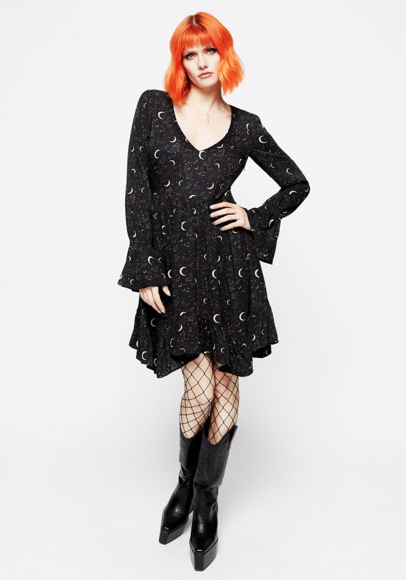 Disturbia Sickle Moon Handkerchief Hem Mini Robe | HVG-21704161