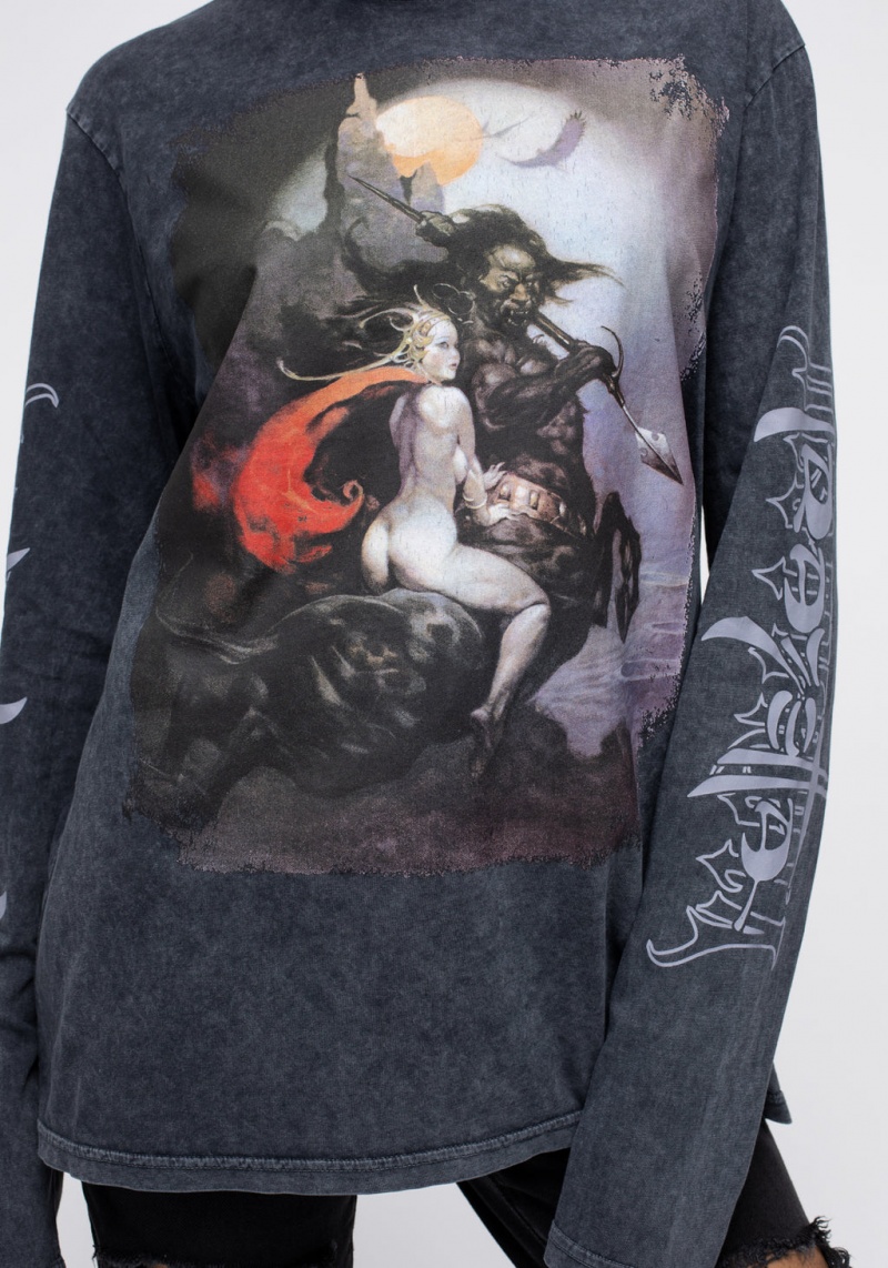 Disturbia Frazetta Moonmaid Long Sleeve T-Shirt | JKB-43948668