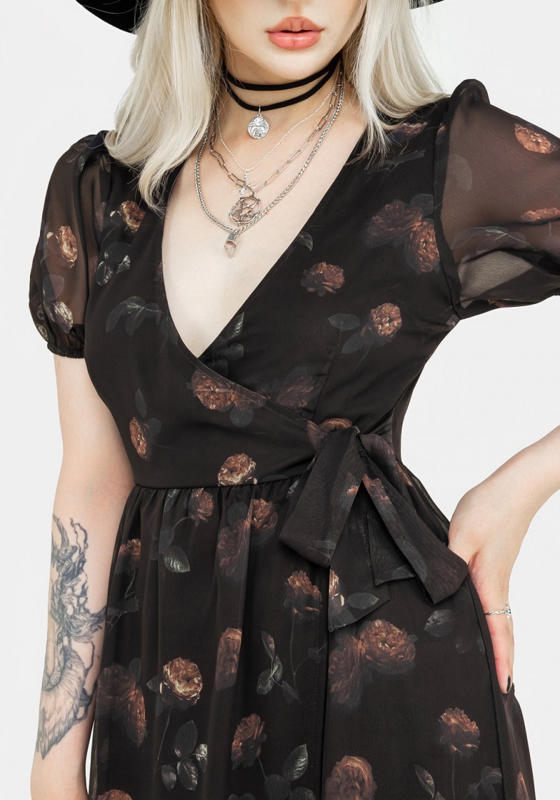 Disturbia Monica Floral Chiffon Midi Wrap Robe | WMJ-58649390