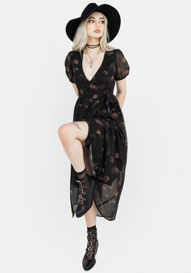 Disturbia Monica Floral Chiffon Midi Wrap Robe | WMJ-58649390