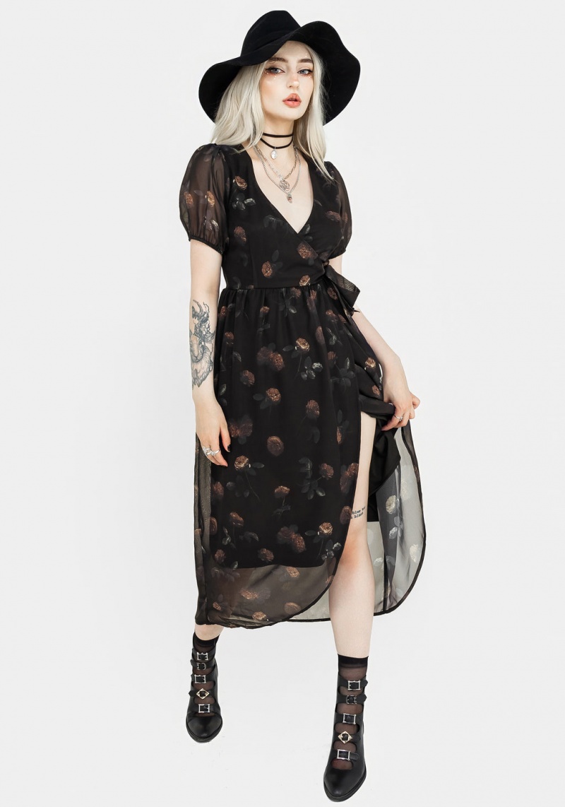 Disturbia Monica Floral Chiffon Midi Wrap Robe | WMJ-58649390