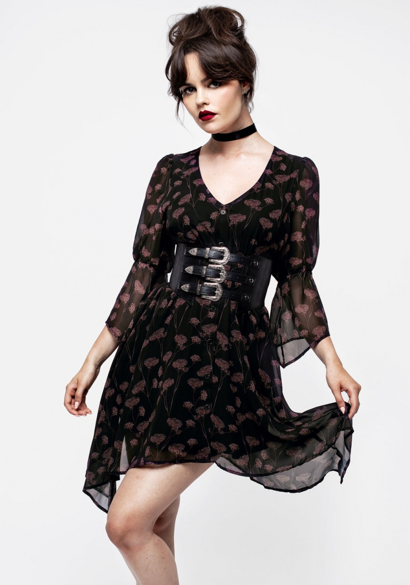 Disturbia Judas V-Neck Flute Sleeve Mini Shirt Robe | CXO-65567304