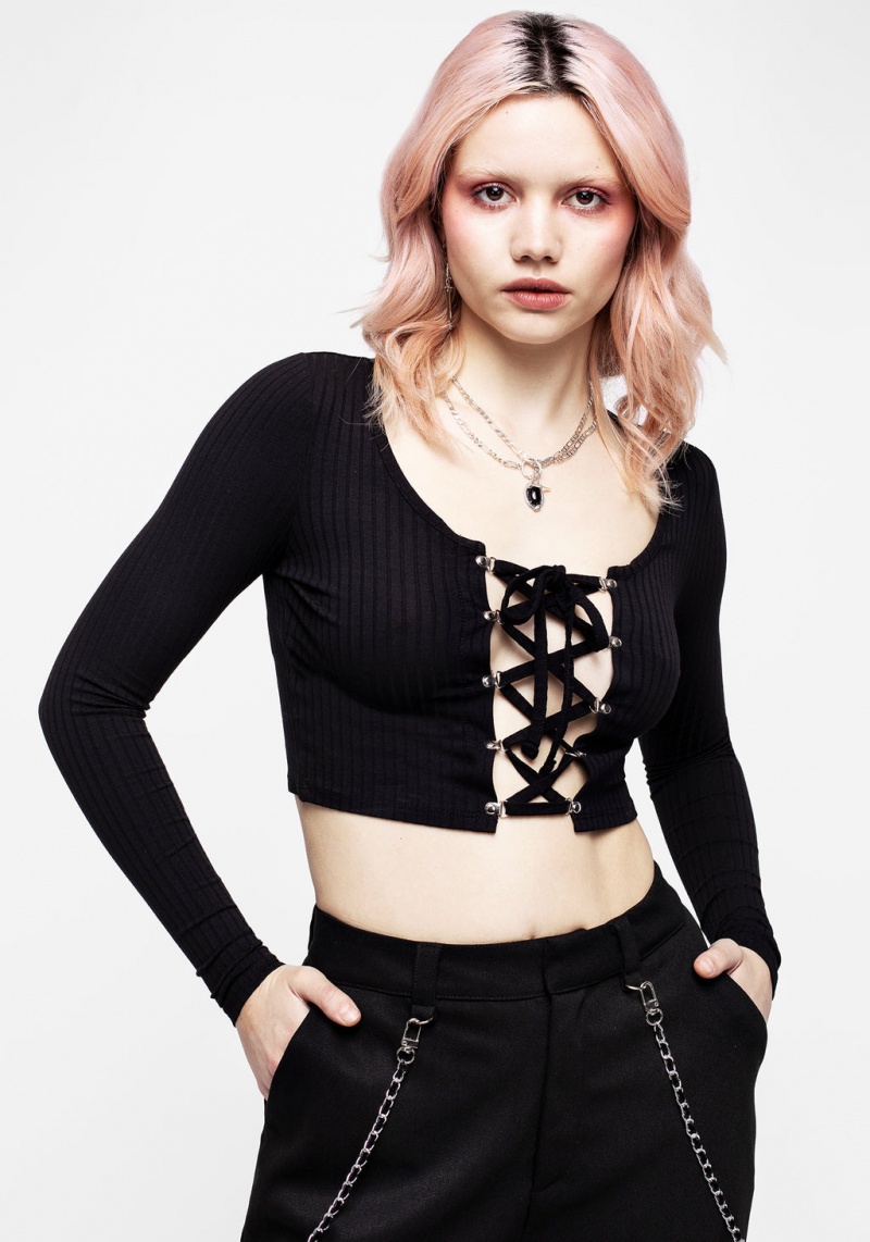 Disturbia Daimonion Dentelle Up Crop Top | MEJ-10848007