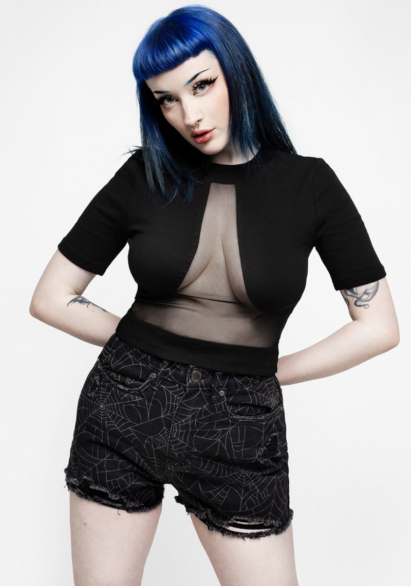 Disturbia Rampage Mesh Insert High Neck Top | HXU-67385950