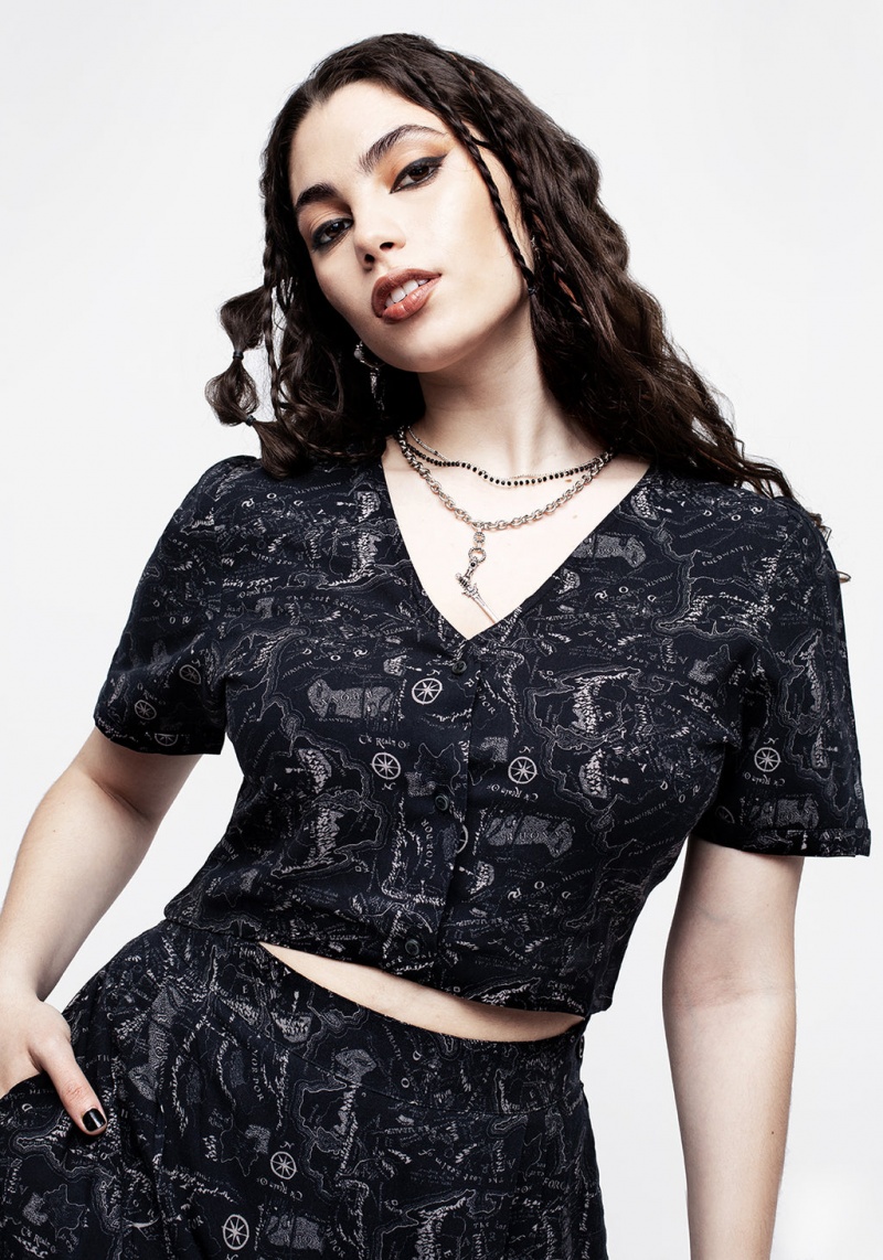 Disturbia Realm Button Down Crop Top | KPR-49947158