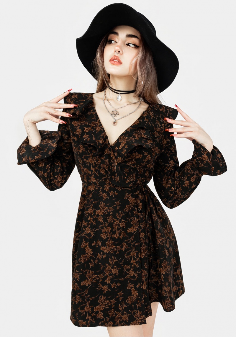 Disturbia Monstera Frill Wrap Mini Robe | BXR-25914011