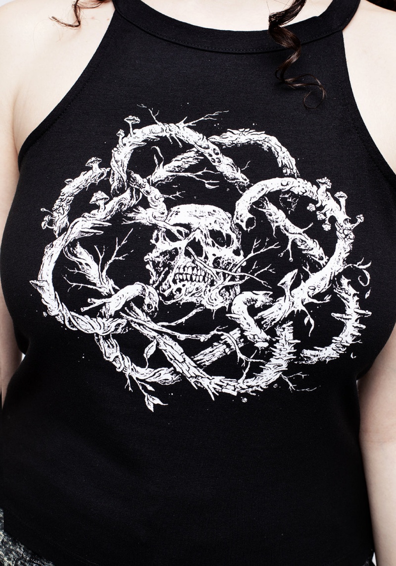 Disturbia Calavera Racer Back Crop Vest | TXI-03776081