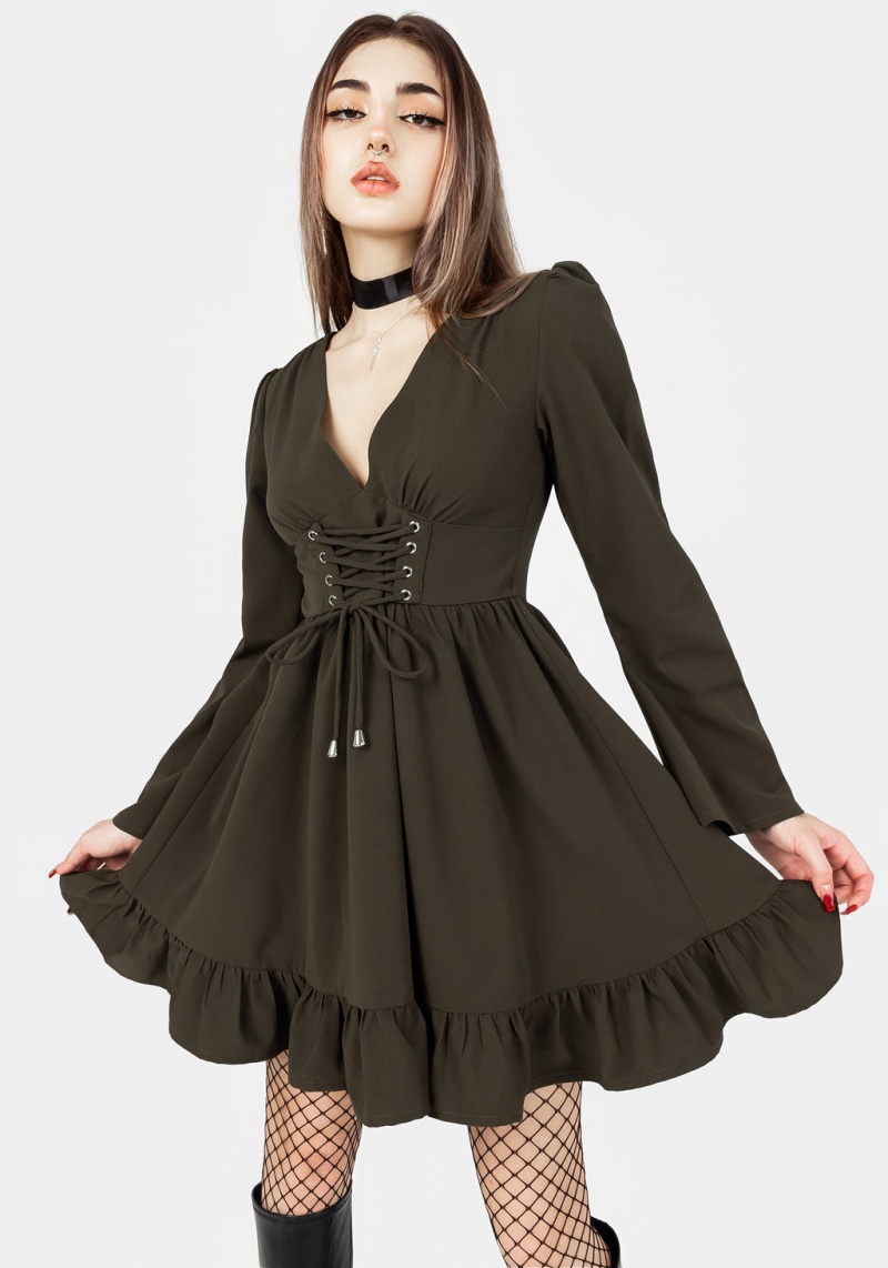 Disturbia Aura Dentelle Up Mini Robe - Green | EZX-46445335