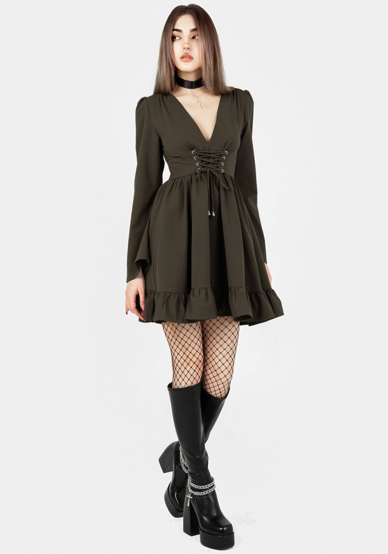 Disturbia Aura Dentelle Up Mini Robe - Green | EZX-46445335