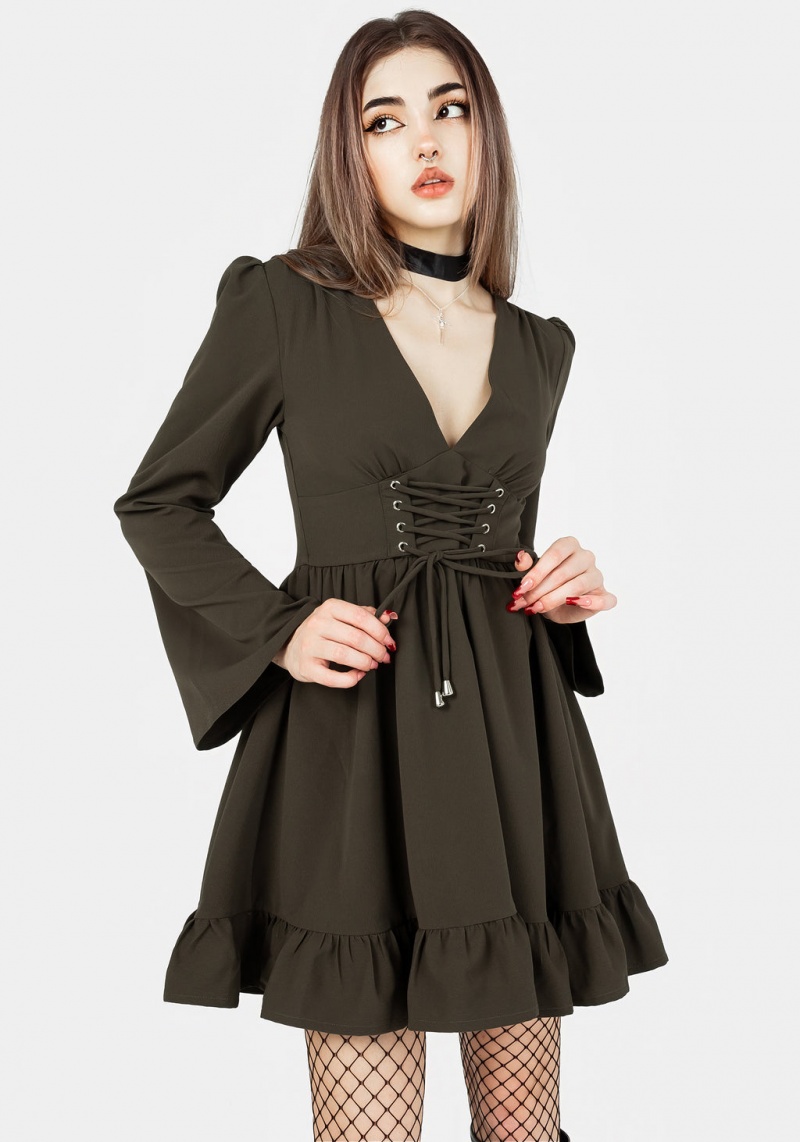 Disturbia Aura Dentelle Up Mini Robe - Green | EZX-46445335