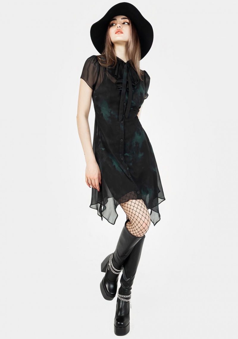 Disturbia Lichen Chiffon Mini Shirt Robe | TKQ-45807841