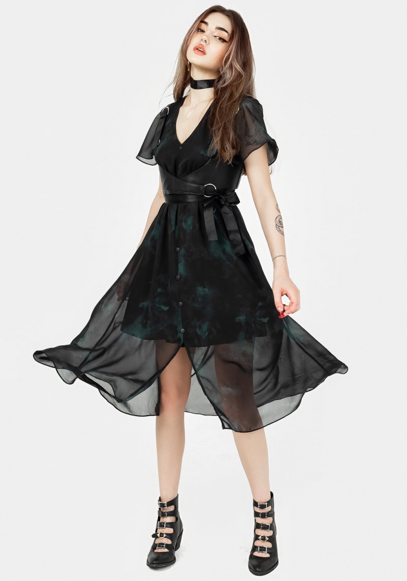 Disturbia Lichen Chiffon Midi Robe | TRW-51207103