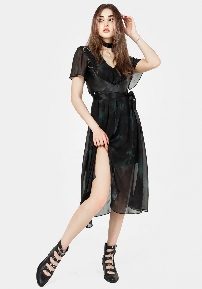 Disturbia Lichen Chiffon Midi Robe | TRW-51207103