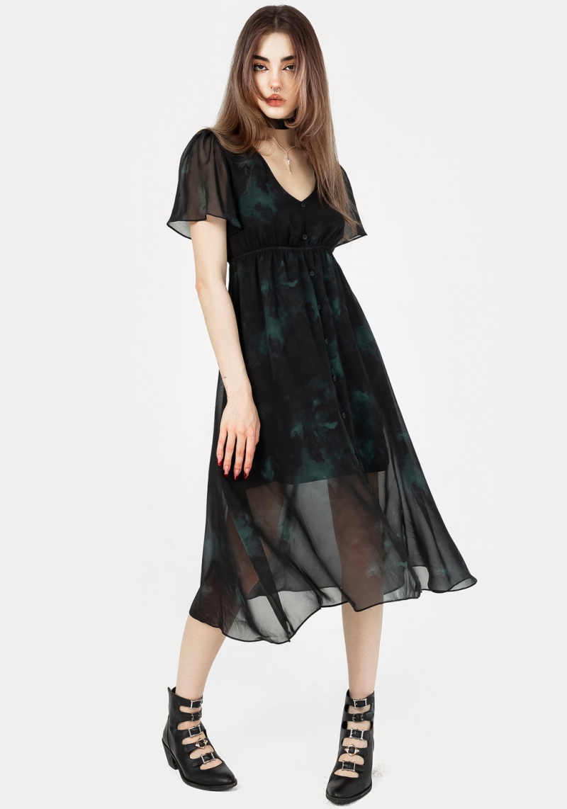 Disturbia Lichen Chiffon Midi Robe | TRW-51207103