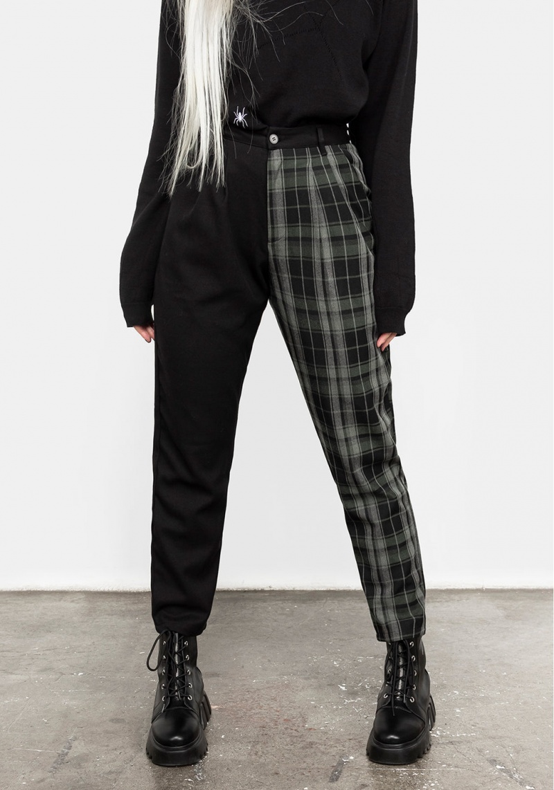 Disturbia Checkmate High Taille Tapered Trousers | MNK-48340678