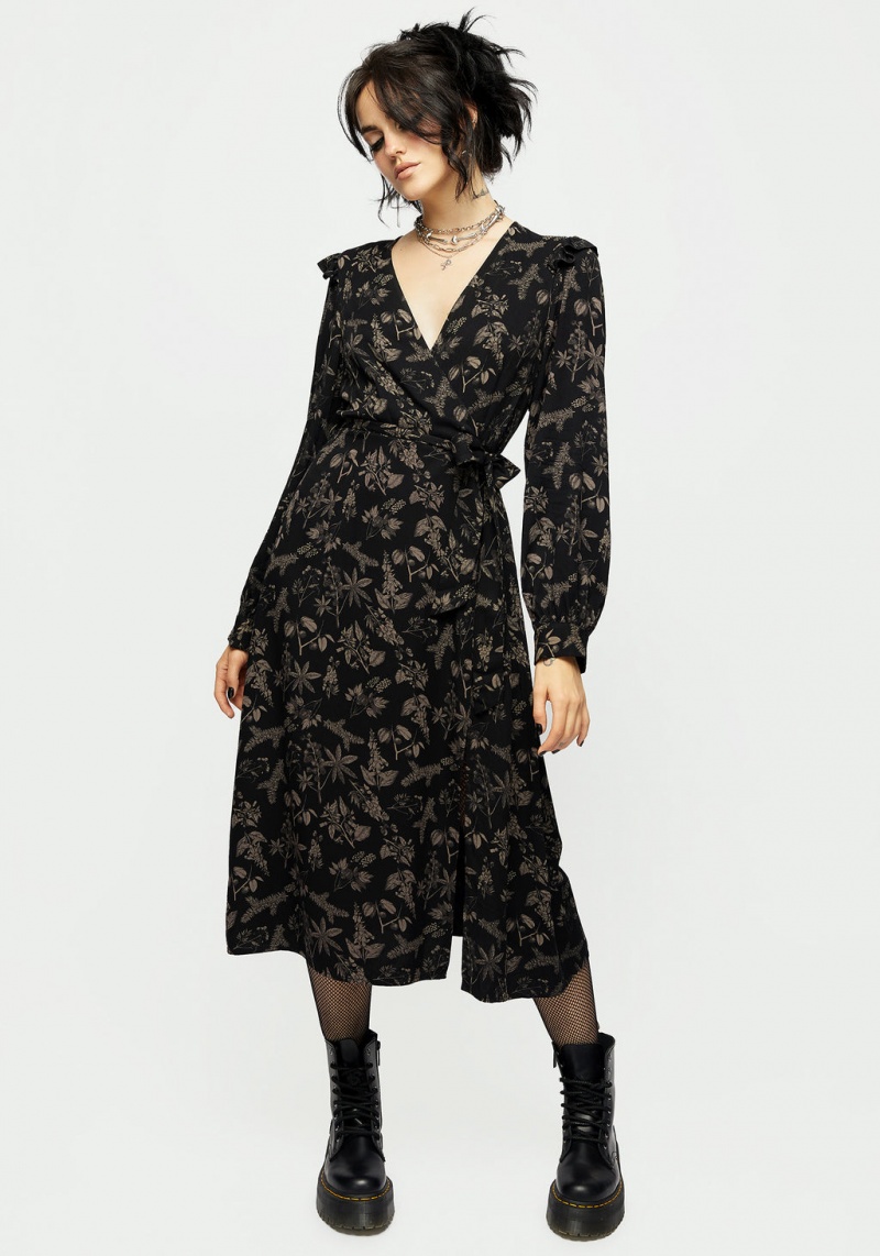 Disturbia Poisonous Plants Midi Wrap Robe | EXD-55474523