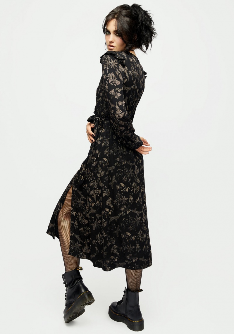 Disturbia Poisonous Plants Midi Wrap Robe | EXD-55474523