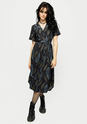 Disturbia Frond Print Button Up Midi Shirt Robe | RNZ-58865397