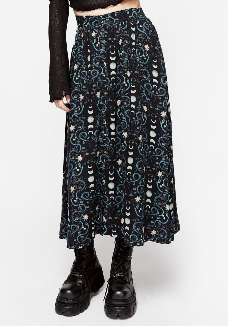 Disturbia Pythia Print Button Up Midi Skirt | QYG-14151002