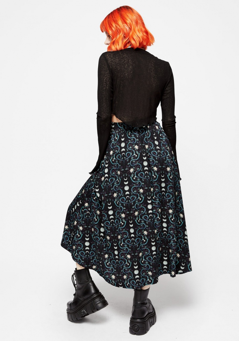 Disturbia Pythia Print Button Up Midi Skirt | QYG-14151002