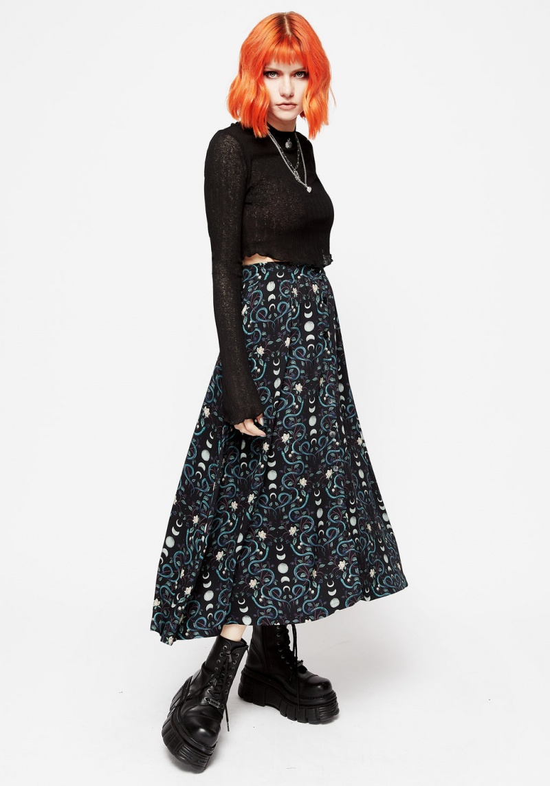 Disturbia Pythia Print Button Up Midi Skirt | QYG-14151002