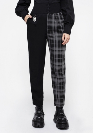 Disturbia Fenrir High Waisted Check Tapered Trousers | BAH-68759762