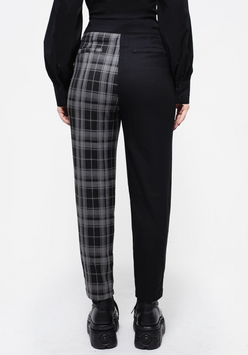 Disturbia Fenrir High Waisted Check Tapered Trousers | BAH-68759762