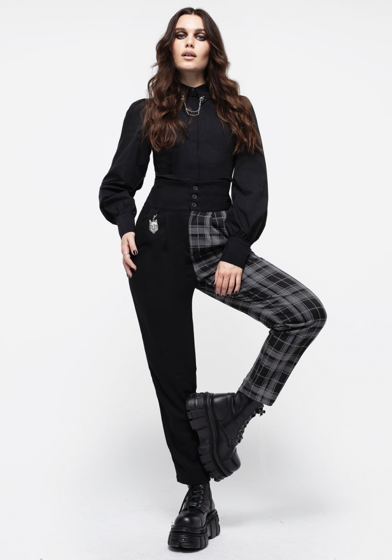 Disturbia Fenrir High Waisted Check Tapered Trousers | BAH-68759762