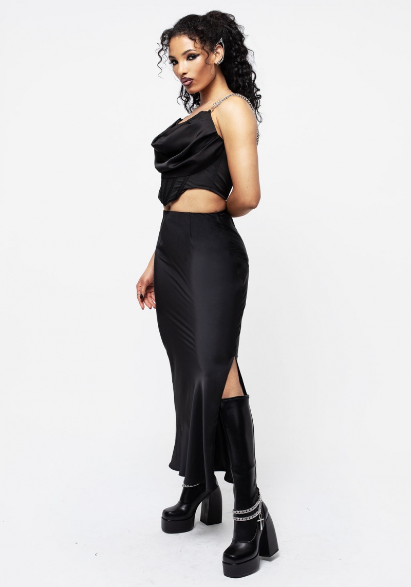 Disturbia Lorelei Satin Maxi Slip Skirt | KOX-65770412