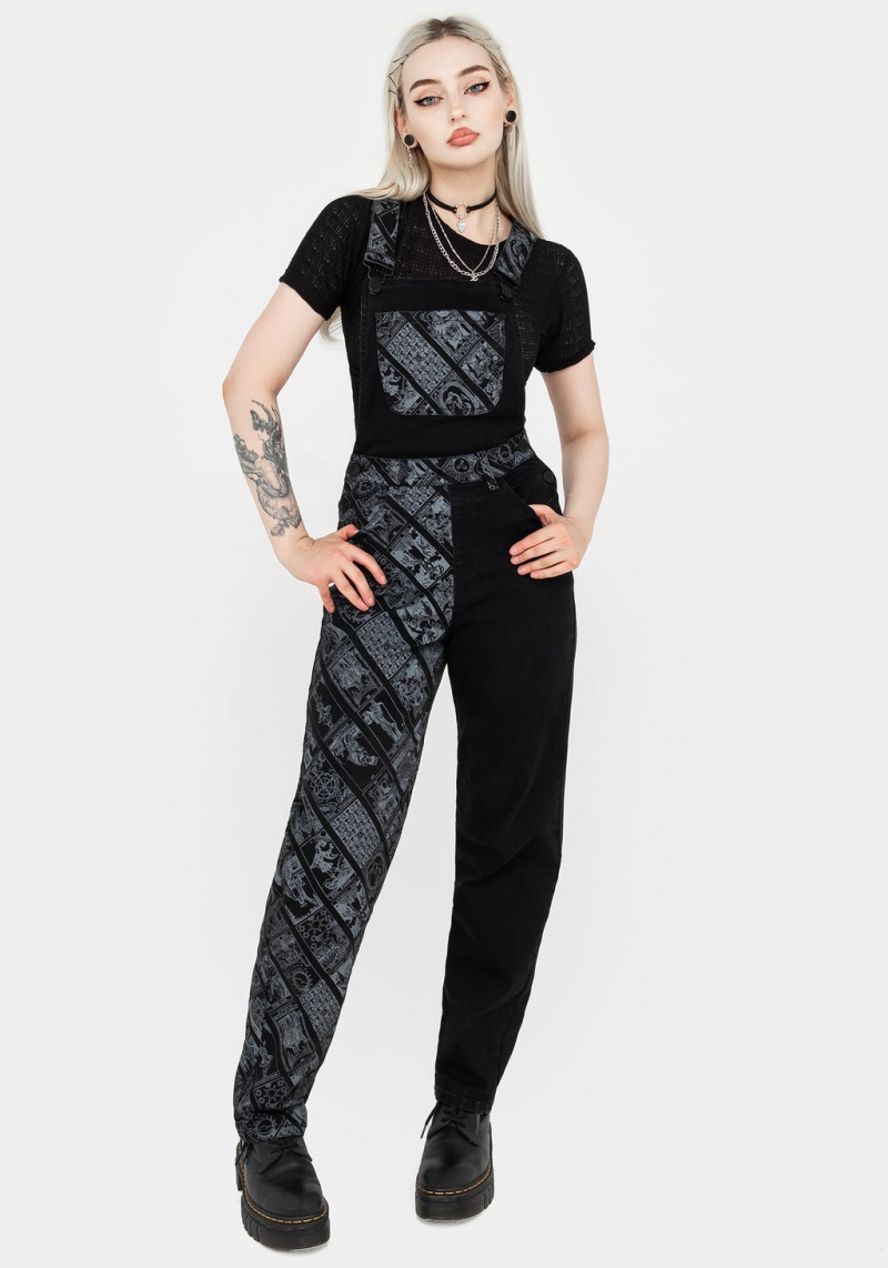 Disturbia Cartomancy Spliced Denim Dungarees | JMY-69179694