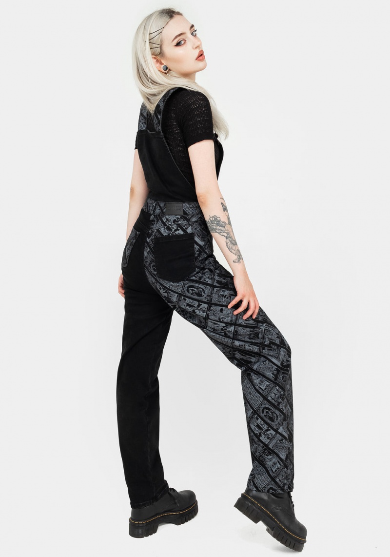 Disturbia Cartomancy Spliced Denim Dungarees | JMY-69179694