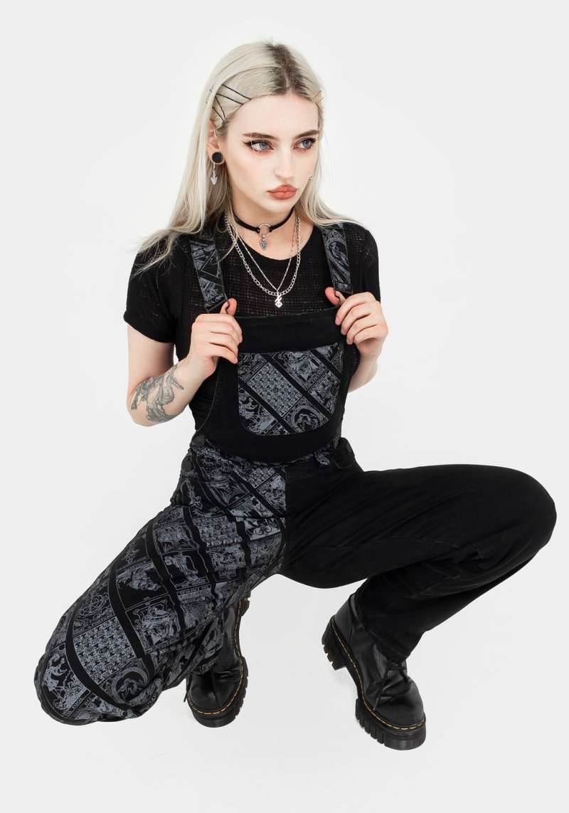 Disturbia Cartomancy Spliced Denim Dungarees | JMY-69179694