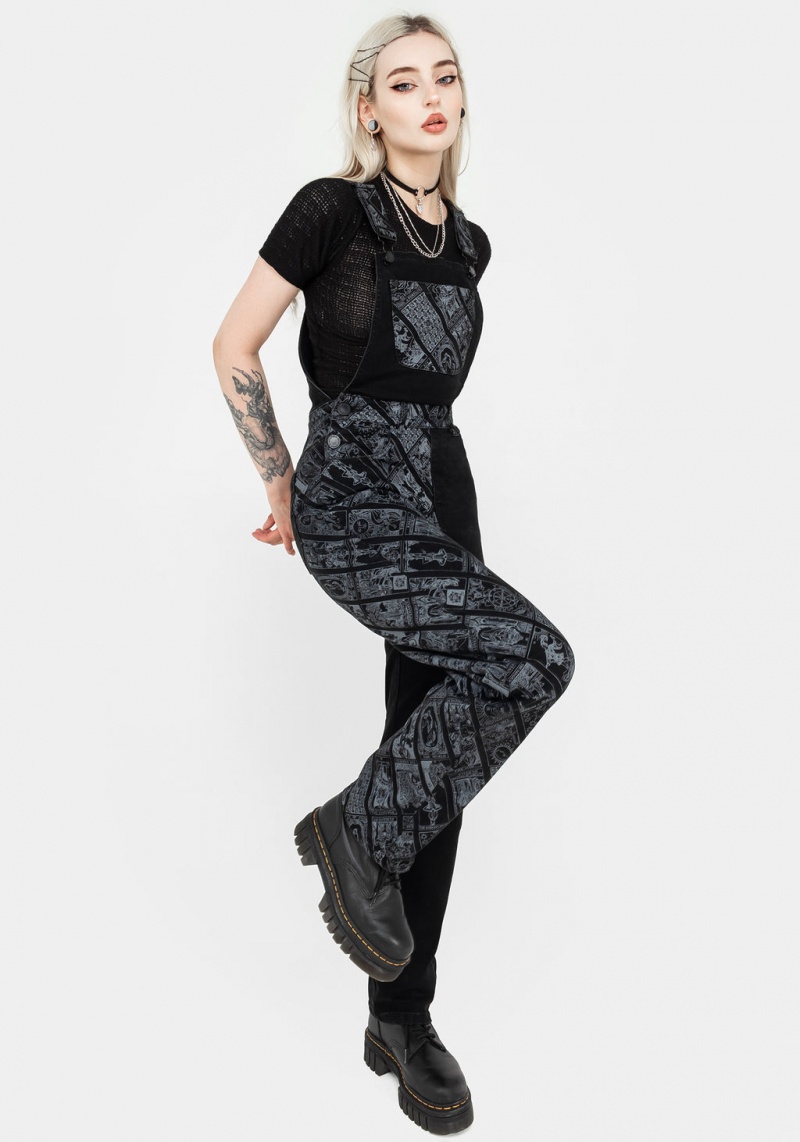 Disturbia Cartomancy Spliced Denim Dungarees | JMY-69179694