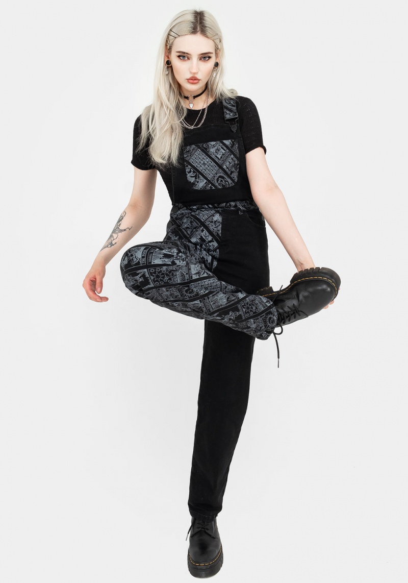 Disturbia Cartomancy Spliced Denim Dungarees | JMY-69179694